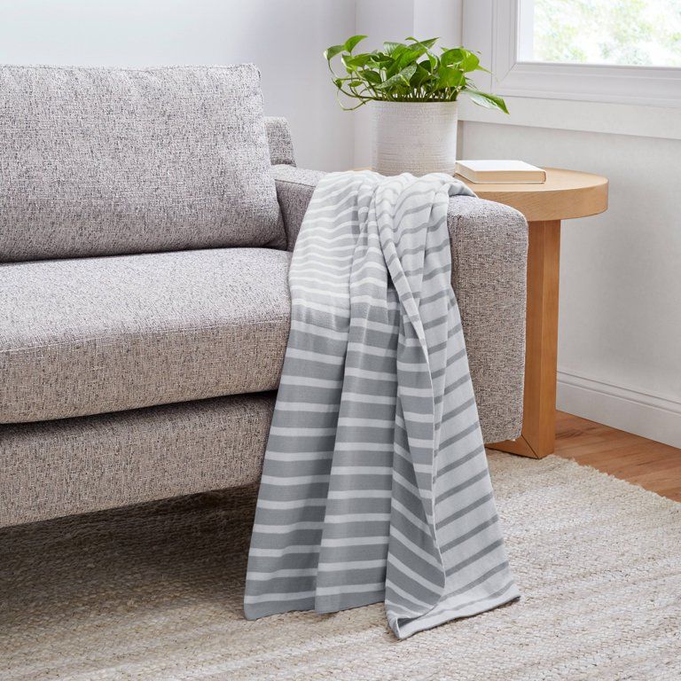Gap Home Easy Stripe Knit Organic Cotton, 50" x 60", Gray | Walmart (US)