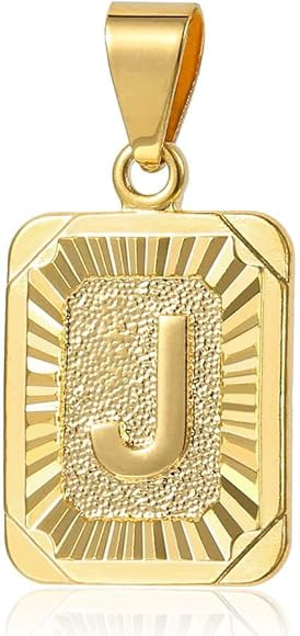 Trendsmax Initial Letter Pendant Necklace Mens Womens Capital Letter Yellow Gold Plated A Z Stainles | Amazon (US)