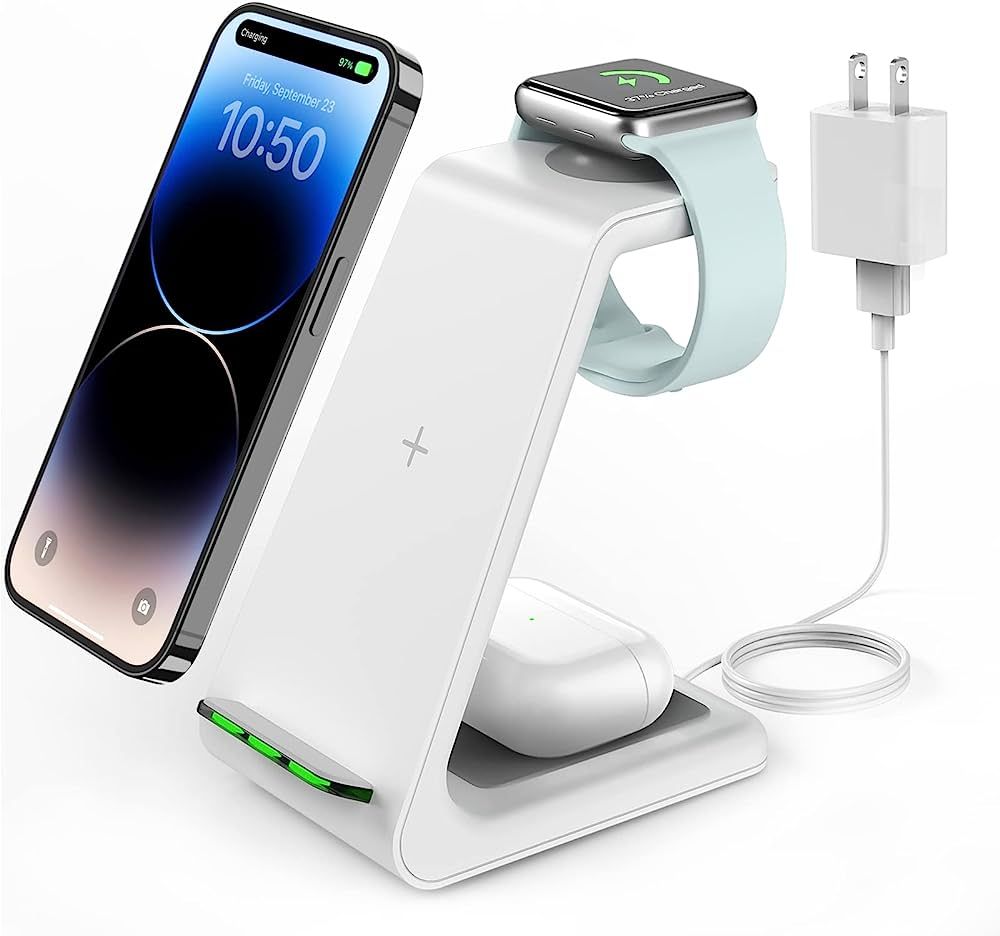 Wireless Charging Stand, GEEKERA 3 in 1 Wireless Charger Dock Station for iPhone 14 Pro Max/14 Pr... | Amazon (US)