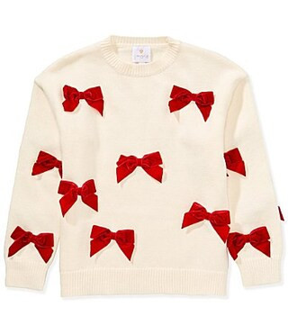 J.Marie Big Girls Jenna Red Bow Sweater - 12 | Dillard's