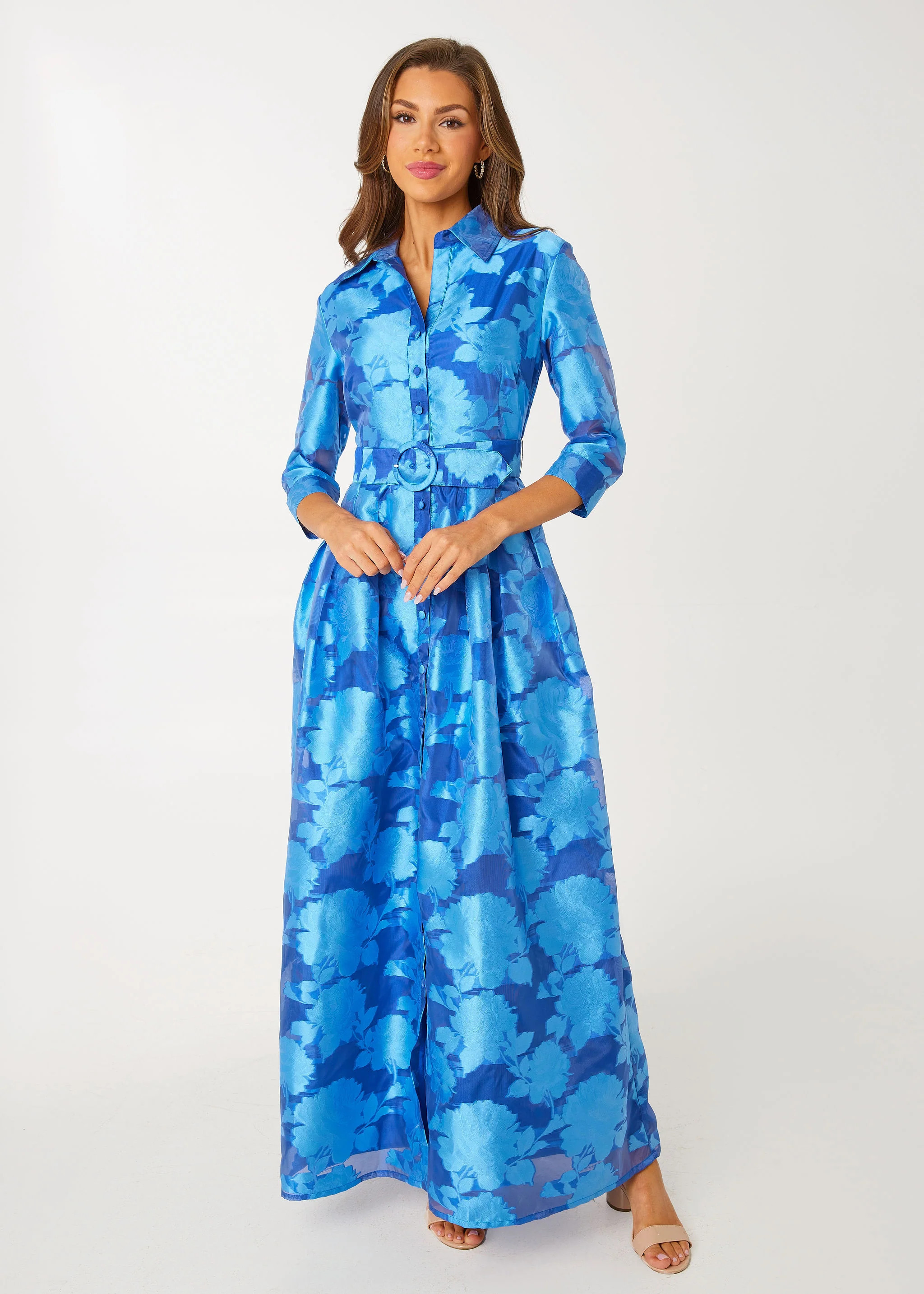 Cecilia Gown Blue Tea Rose Organza | Abbey Glass