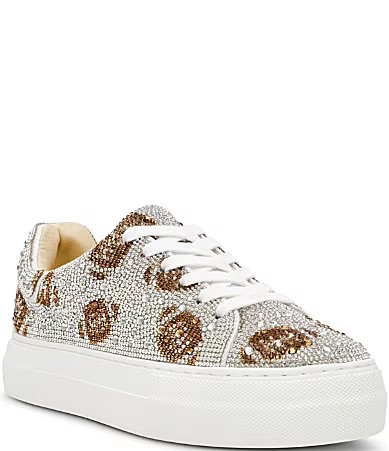 Blue by Betsey Johnson Sidny Football Print Rhinestone Platform Sneakers - 9.5 | Dillard's