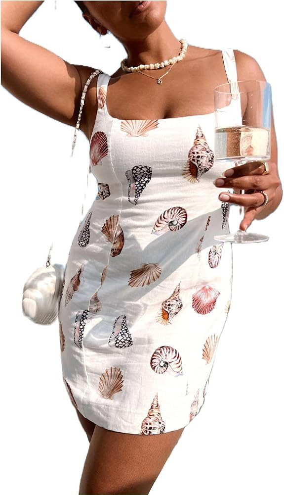 Women Boho Floral Mini Cami Dress Spaghetti Strap Backless Flowy Sling Dress Cute Graphic Summer ... | Amazon (US)