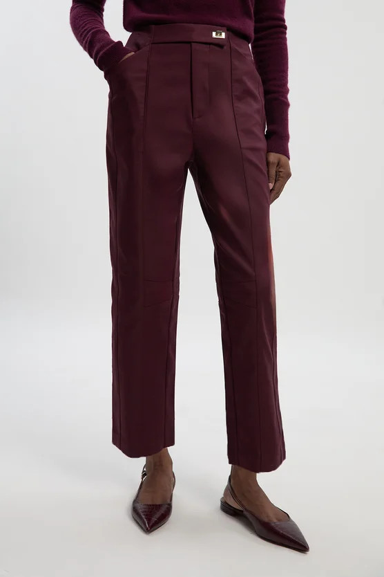 Petite Techno Barrel Leg Woven Trousers | Karen Millen UK + IE + DE + NL