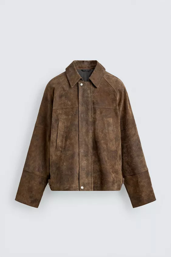 WASHED EFFECT SUEDE LEATHER JACKET | Zara US