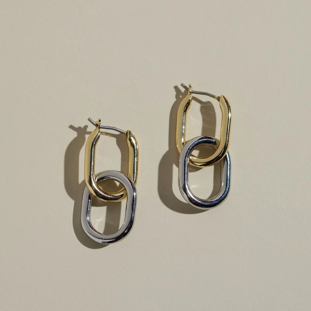 Mixed Metal Chain Link Hoops | Nickel and Suede