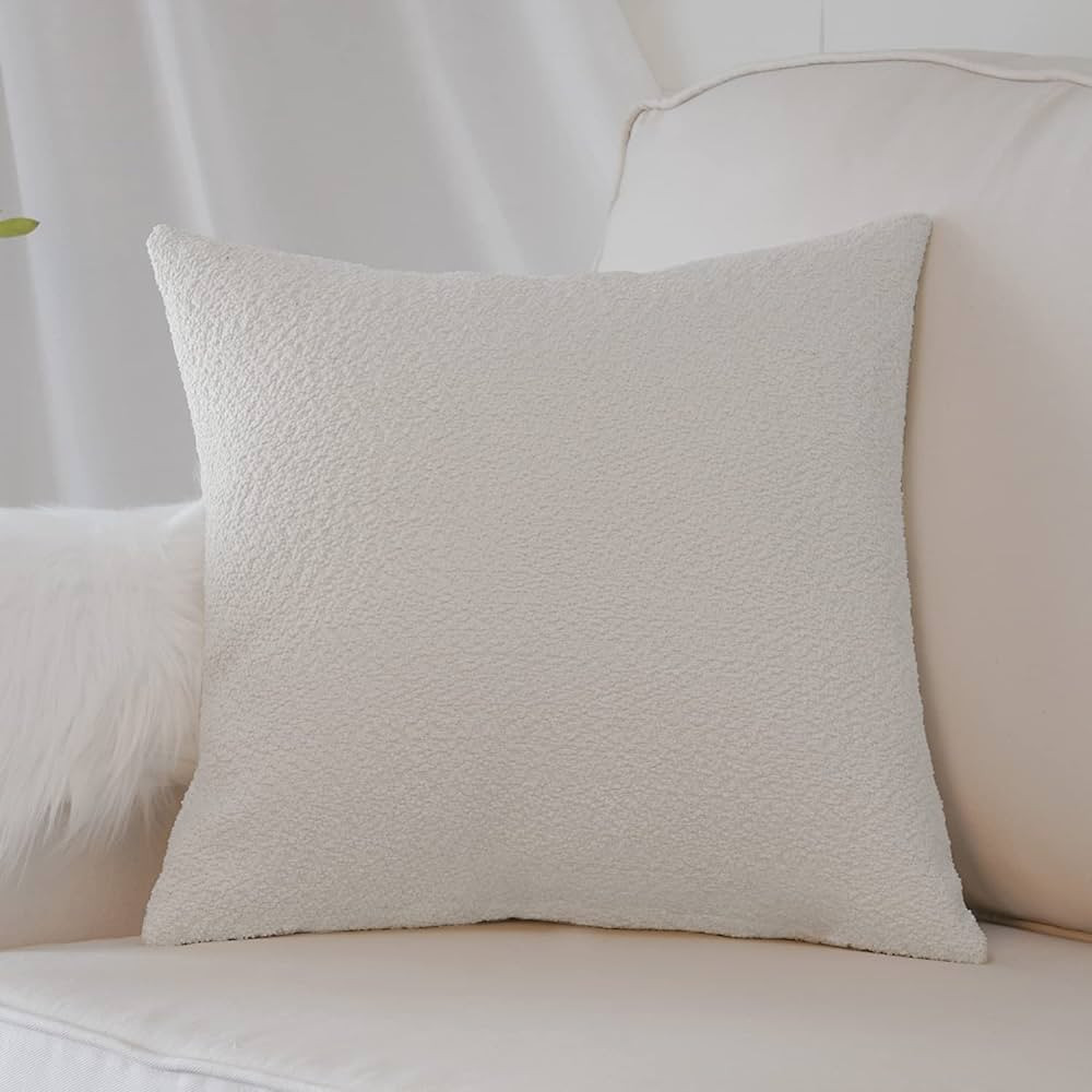 Artcest Set of 1 Decorative Boucle Like Square Throw Pillow Cover, Large Comfy Elegant Textured M... | Amazon (US)