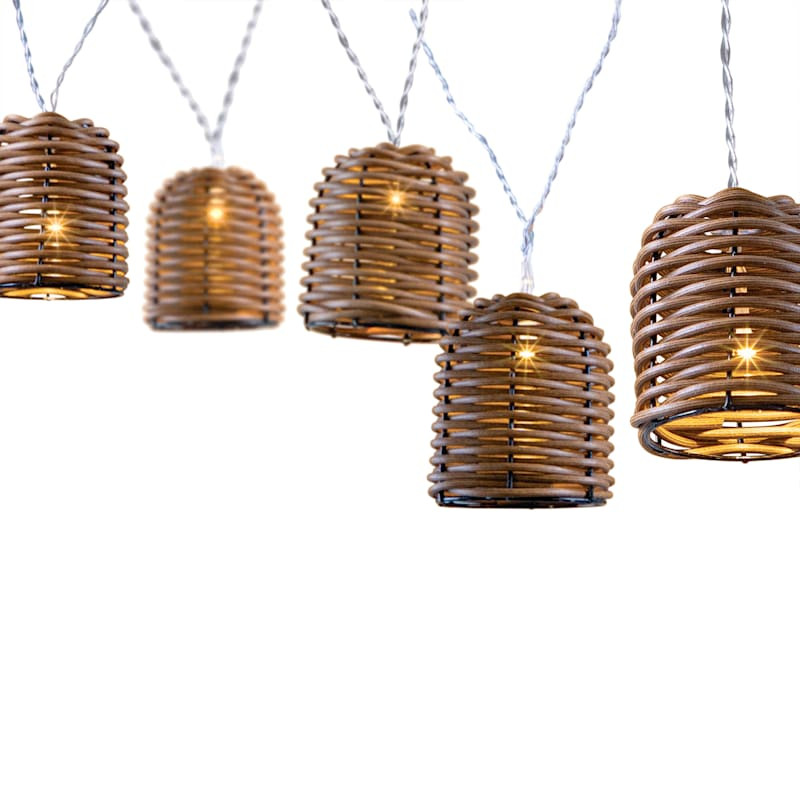 LED Rattan Cone String Lights | At Home