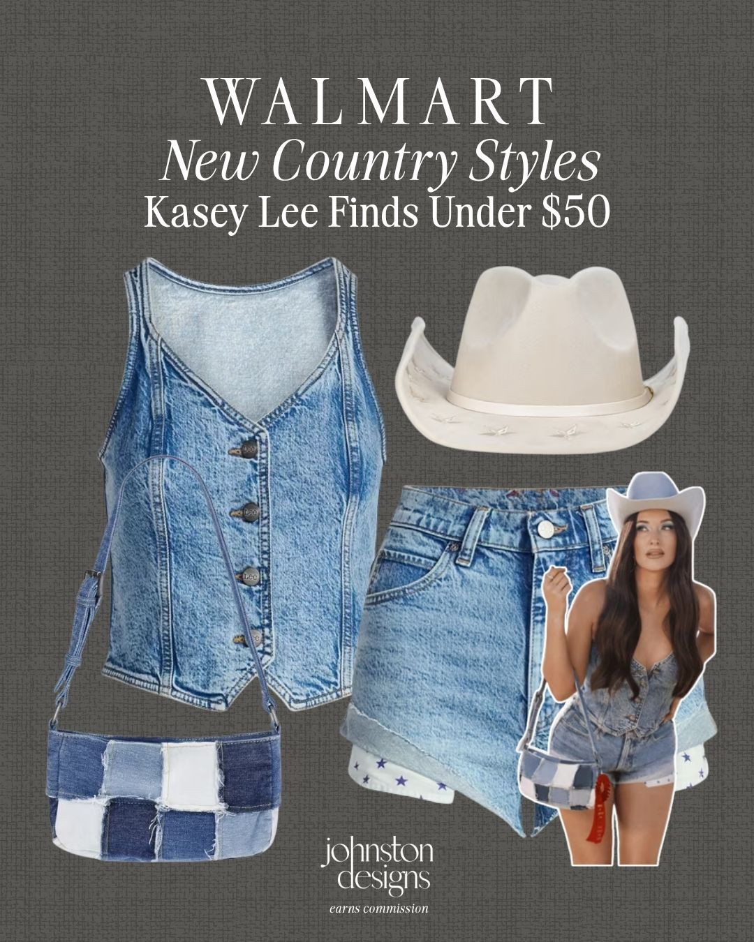 Walmart new country styles featuring Kasey Lee Musgraves finds under $50, perfect for concerts, rodeo weekends and western-inspired summer outfits. 🤠

Walmart country style, Kasey Lee finds, denim vest outfit, denim skort, cowboy hat, patchwork denim bag, western summer outfit, rodeo outfit inspo, country concert style, affordable Walmart fashion, denim on denim look, cowgirl outfit idea, festival outfit finds, budget friendly western style 

 #LTKootd #LTKSeasonal