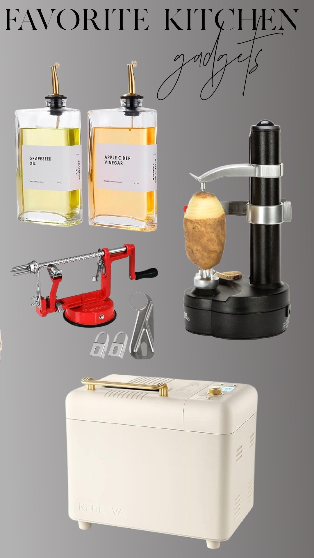 Kitchen gadgets I actually use.
From the prettiest oil & vinegar bottles to the apple peeler that saves so much time and my favorite bread maker for fresh homemade loaves. These make everyday cooking easier. Shop them here.

#LTKSaleAlert #LTKHome