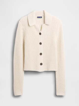 100% Cotton Collared Crop Cardigan Sweater | Gap (US)