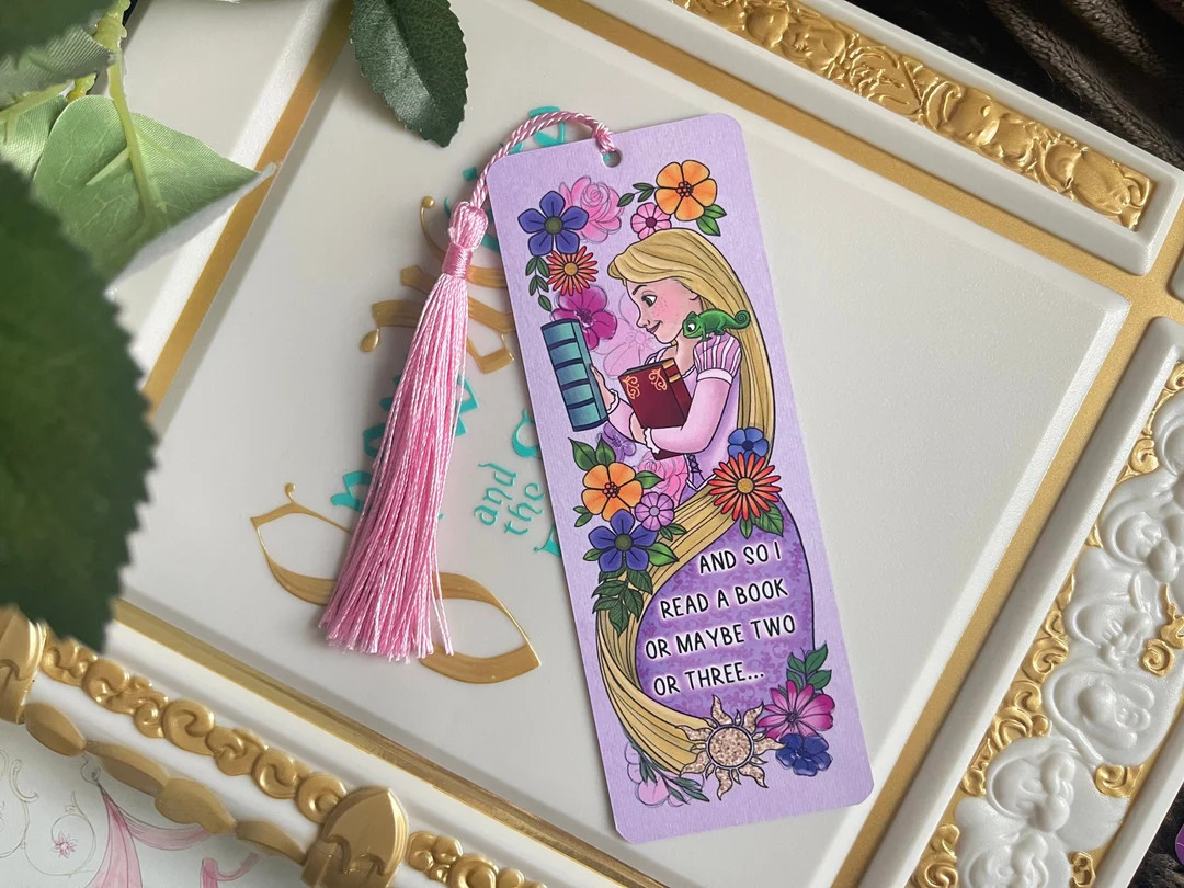 Rapunzel Tangled • Double sided  bookmark with pink tassel | Etsy (US)