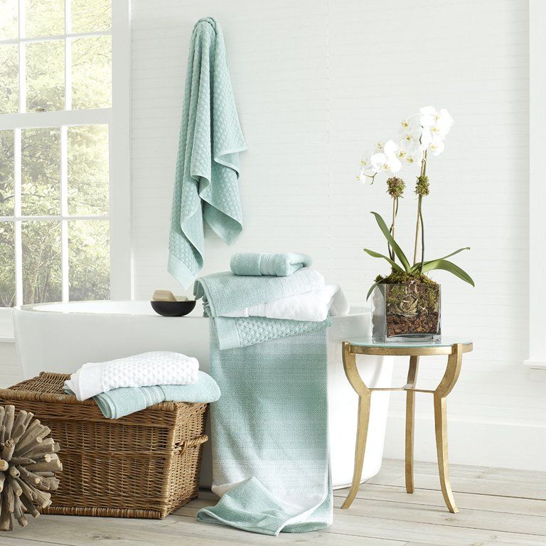 Aquifer/Arctic White Heathered Washcloth, Better Homes & Gardens Thick and Plush Towel | Walmart (US)