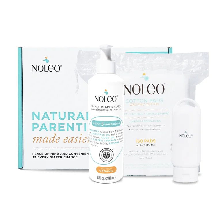 NOLEO Baby Box - NOLEO 3-IN-1, Organic Cotton Pads, Refillable Travel Bottle | Walmart (US)