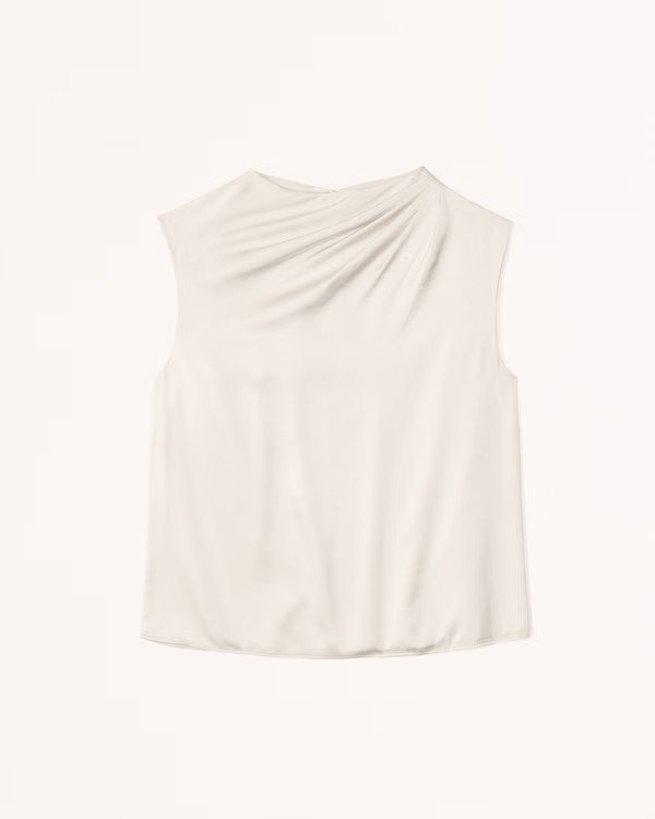 Women's Satin High-Neck Draped Cowl Top | Women's Tops | Abercrombie.com | Abercrombie & Fitch (US)