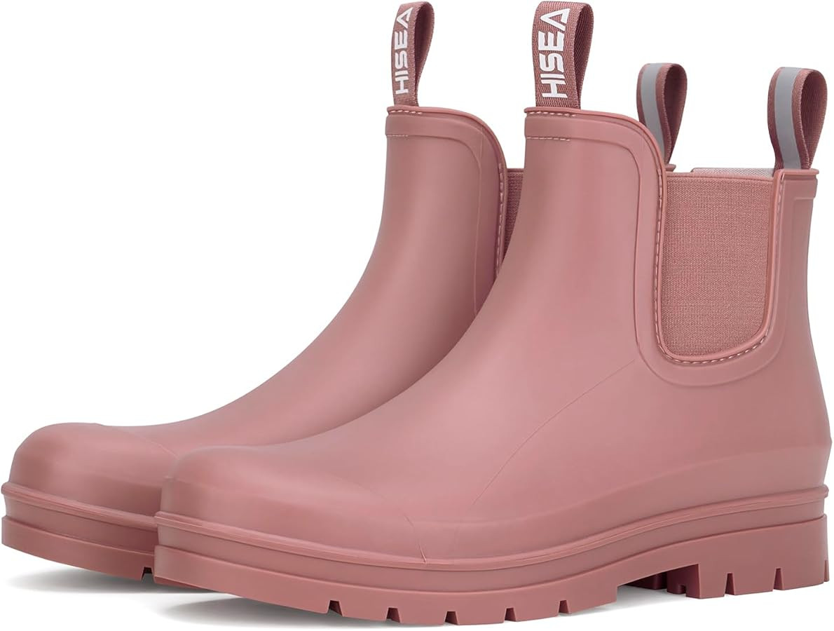 HISEA Women's Short Rain Boots Fashion Waterproof Chelsea Boots Ankle Garden Shoes for Ladies Non... | Amazon (US)