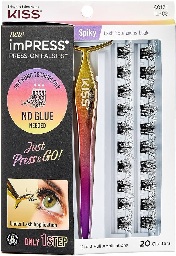 KISS imPRESS Falsies False Eyelashes, Lash Clusters, Spiky', 16 mm, Includes 20 Clusters, 1 appli... | Amazon (US)