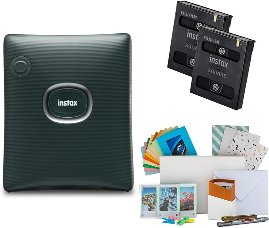 Fujifilm INSTAX Square Link Instant Printer (Green) Bundle with Film Kit and Square Film Twin Pac... | Amazon (US)