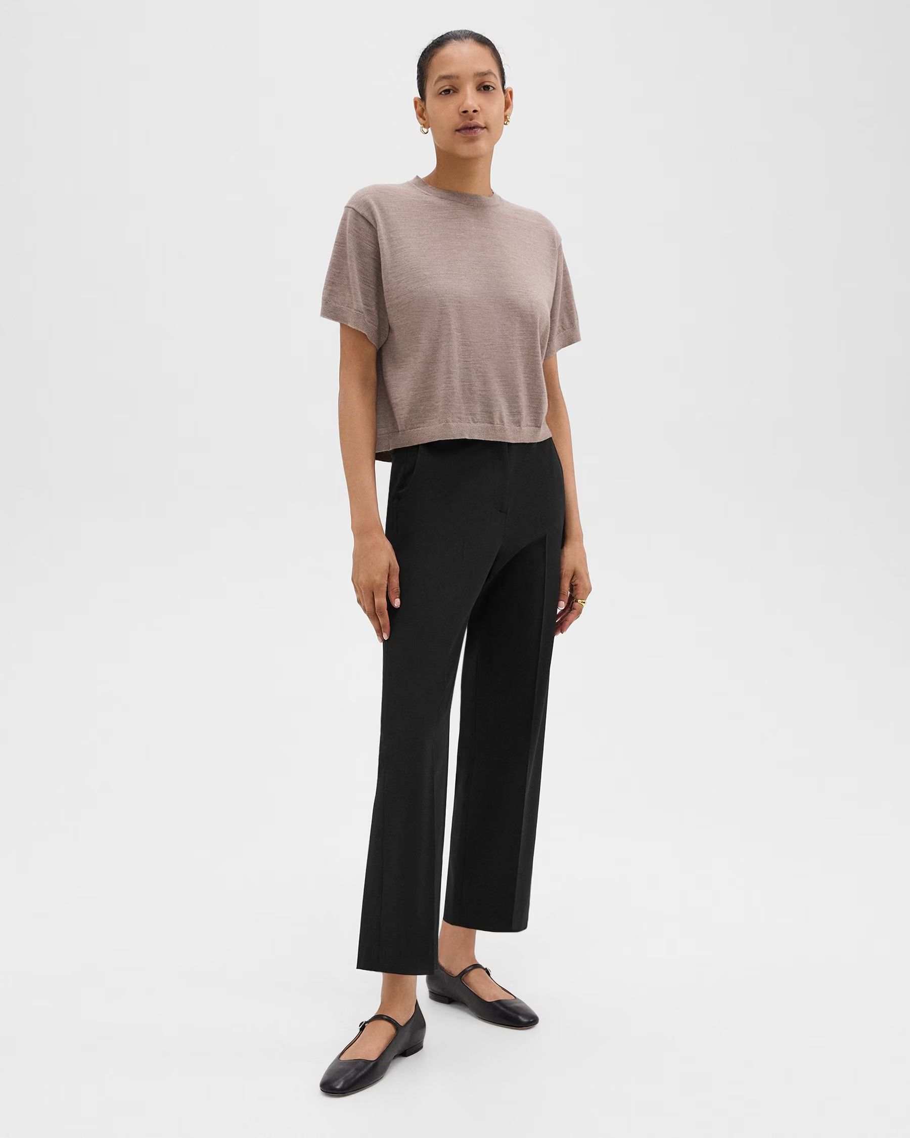 High-Waist Straight-Leg Pant in Good Wool | Theory