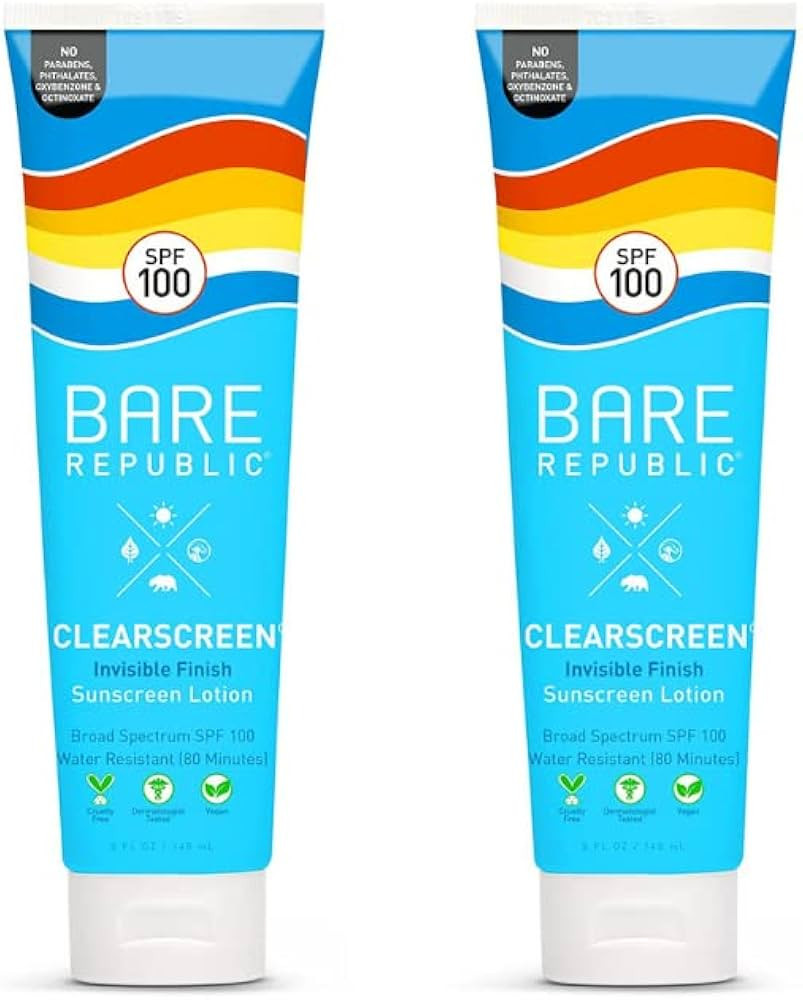 Bare Republic Clearscreen Sunscreen SPF 100 Sunblock Body Lotion, Water Resistant with an Invisib... | Amazon (US)