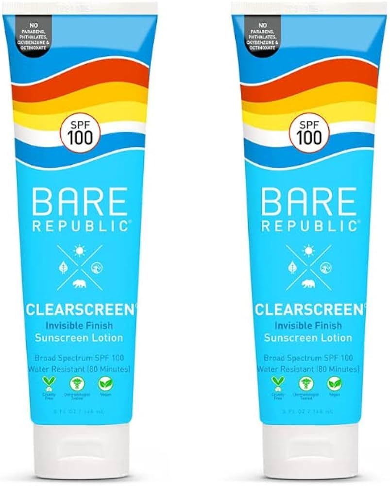 Bare Republic Clearscreen Sunscreen SPF 100 Sunblock Body Lotion, Water Resistant with an Invisib... | Amazon (US)