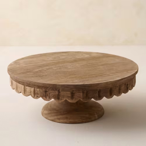Antiqued Wood Scalloped Cake Stand | Magnolia