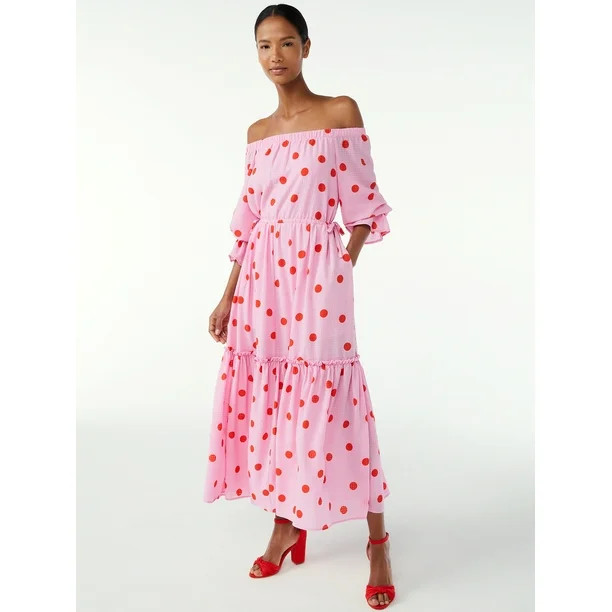Scoop Women's Voluminous Off Shoulder Maxi Dress - Walmart.com | Walmart (US)