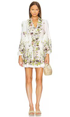 Zimmermann Halliday Plunge Mini Dress in Cream Multi Floral from Revolve.com | Revolve Clothing (Global)