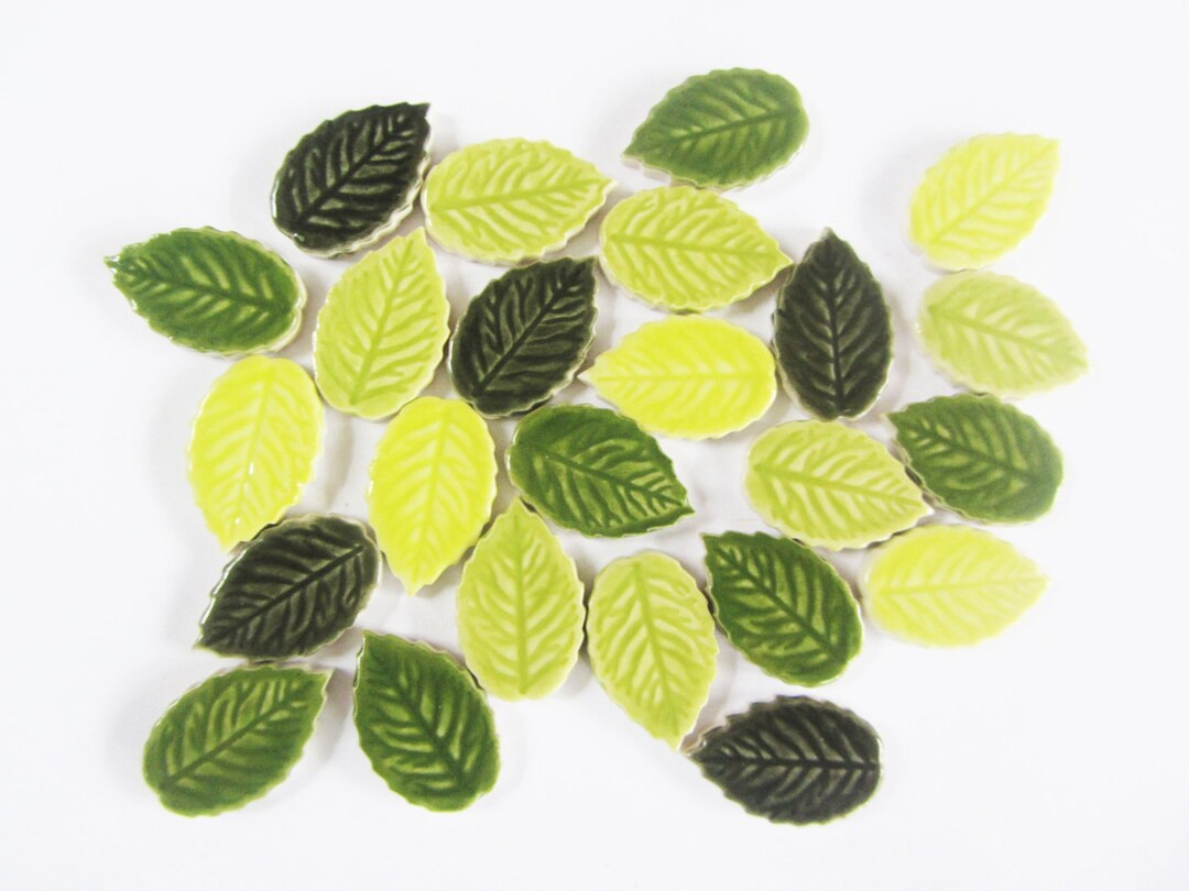 24 Mosaic Leaves Handmade Ceramic Leaf Tiles Mosaic Shapes - Etsy | Etsy (US)