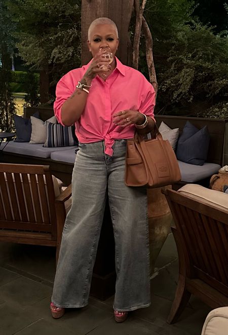 Dinner outfit pink button down shirt (med) , wide leg jeans (8), Marc Jacobs the tote bag 


#LTKitbag #LTKover40 #LTKmidsize