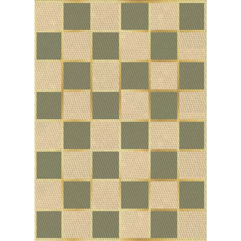 Checkered Wool Area Rug in Green/Ivory | Wayfair North America