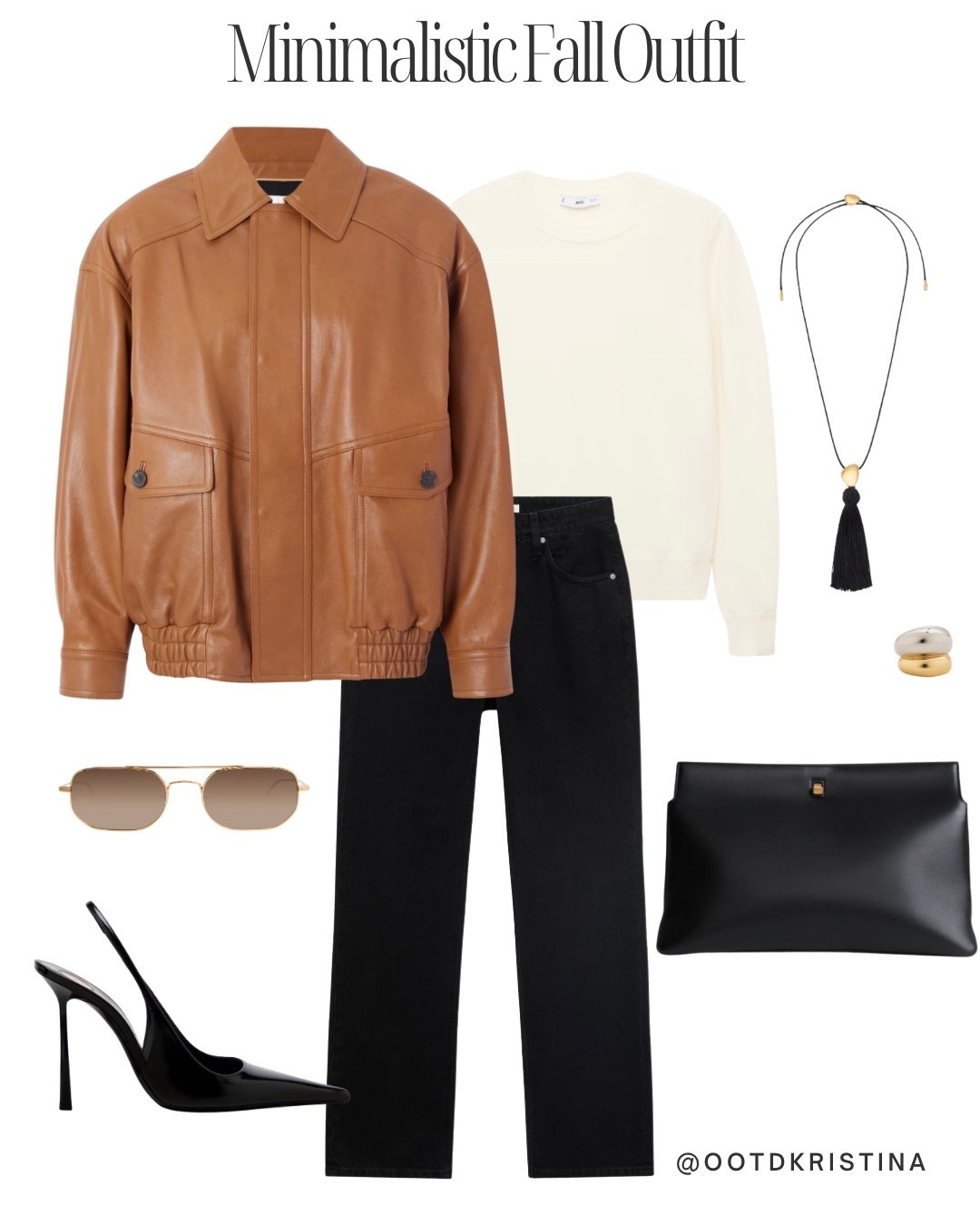 Minimalistic outfit for fall 
#bomberjacket #leatherjacket #jacket #pedant #falloutfit #minimalisticoutfit 

#LTKFindsUnder100 #LTKFindsUnder50 #LTKSeasonal