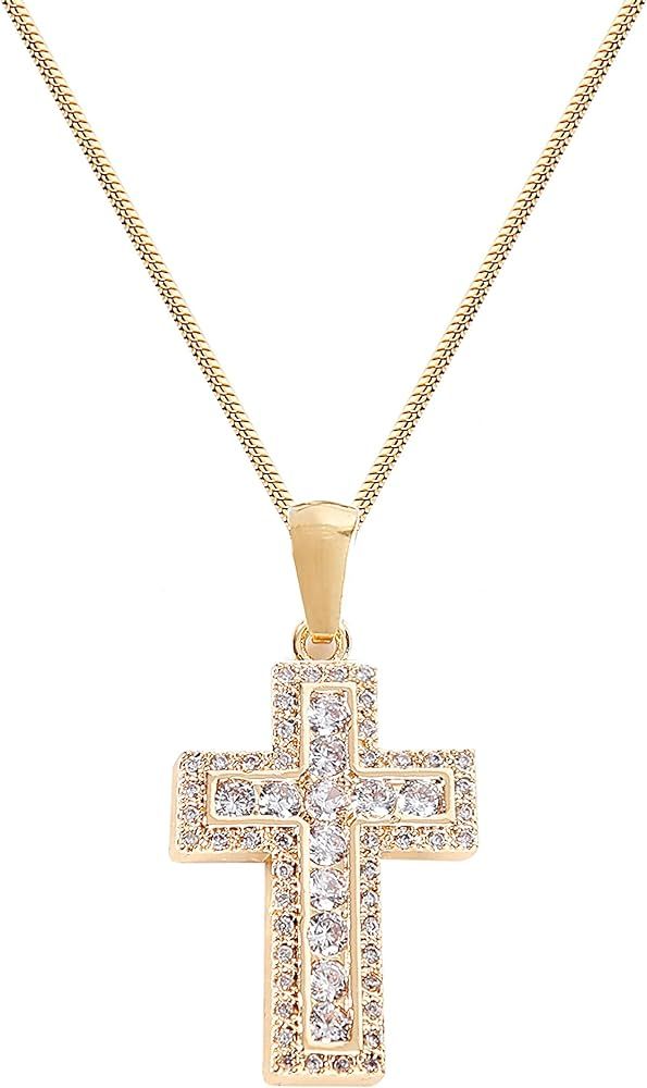 Cross Necklaces for Women Jewelry Necklaces for Teen Girls Women 16K Gold Plated Cross Pendant Ch... | Amazon (US)