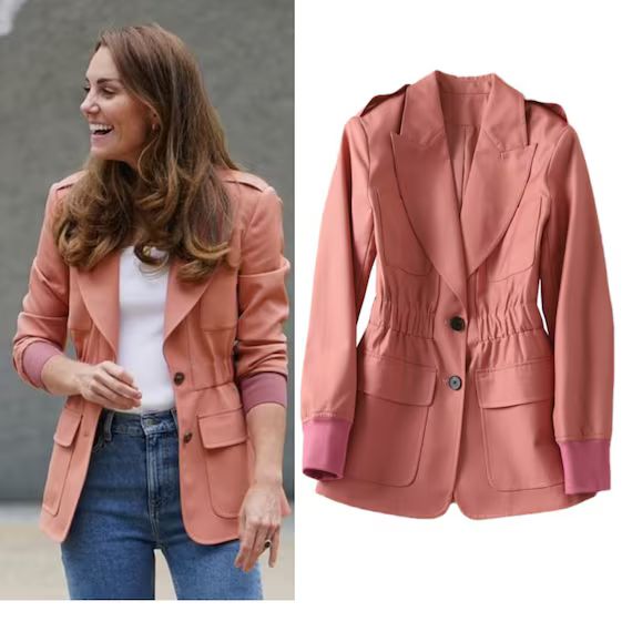Kate Middleton Casual Jacket Cargo Blazer Salmon Pink Duchess | Etsy | Etsy (US)