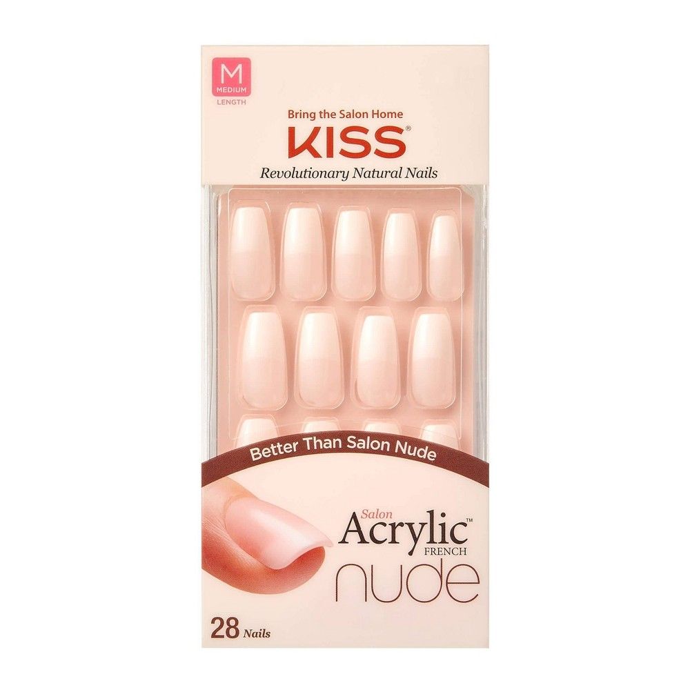 Kiss Salon Acrylic Nude French False Nail Kit - Leilani - 28ct | Target