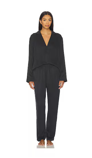 Washable Silk Long Sleeve Pant Set in Immersed Black | Revolve Clothing (Global)