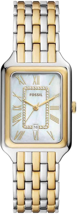 Fossil Raquel Women's Watch with Rectangular Case and Stainless Steel Bracelet or Leather Band | Amazon (US)
