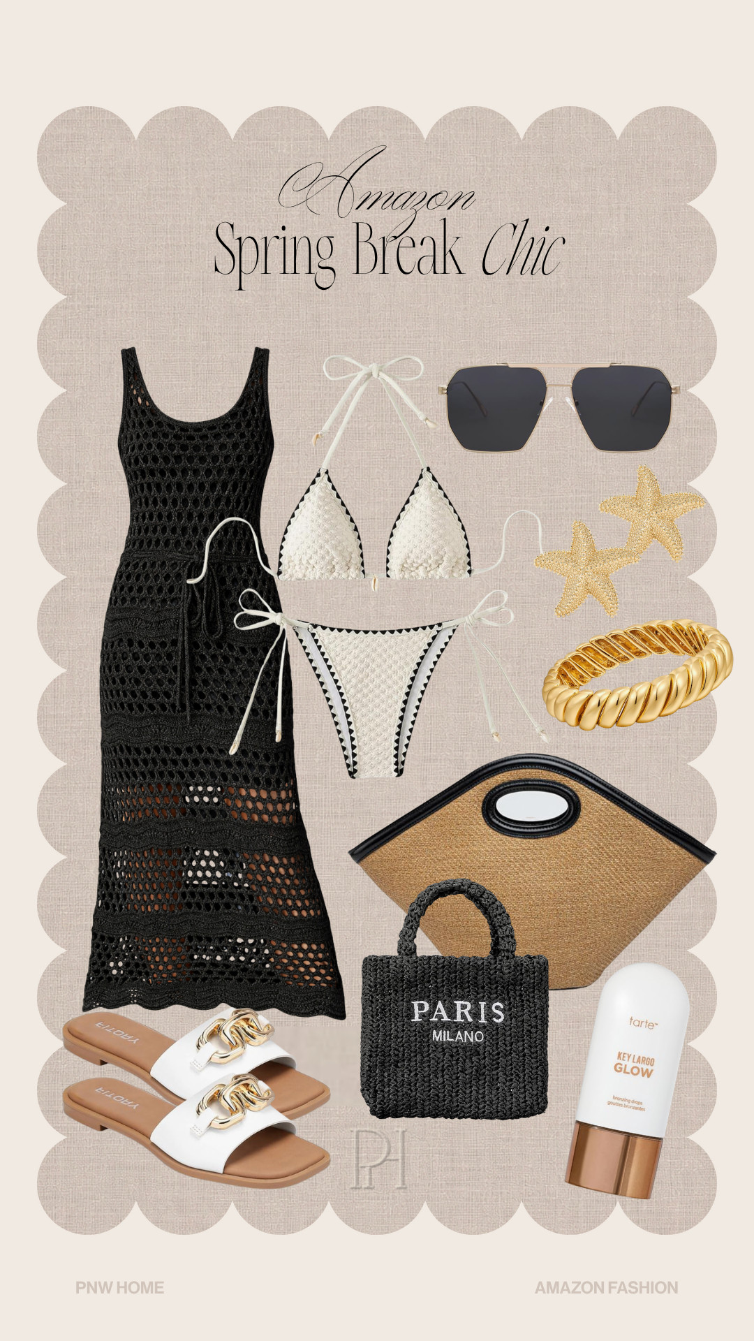 Extra chic style finds on Amazon for spring break!

black coverup dress, swim coverup, beach coverup, black and white bikini, sunglasses, gold bracelet, bangle bracelet, starfish earrings, beach tote bag, straw tote bag, beach bag, black vacation bag, vacation looks, vacation style, vacation outfit, spring break style, spring break looks, spring break fashion, spring break, white sandals, bronzing drops, dew drops 

 #LTKootd #LTKSwim #LTKTravel