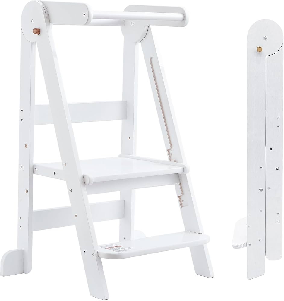 Foldable Toddler Tower Preassembled Kitchen Stool Helper, Folding Tower for Learning with 3 Adjus... | Amazon (US)