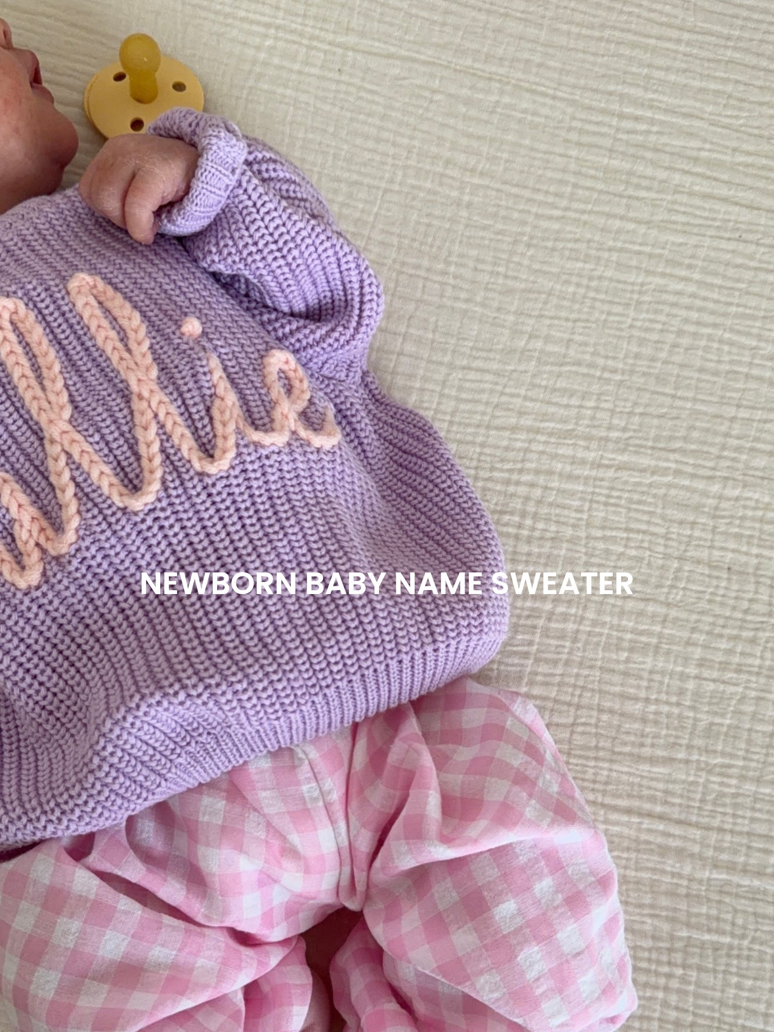 Cutest newborn baby girl outfit 🥹🎀💘 Sweater is custom you can pick the sweater color and yarn for the name!! Pants are Amazon 0-6mo sizing and we rolled the top they’re lightweight and soft. Amazon newborn socks! 

#newborn #babygirl #bresheppard #customnamesweater #namesweater #etsy #amazon

#LTKKids #LTKBaby #LTKBump