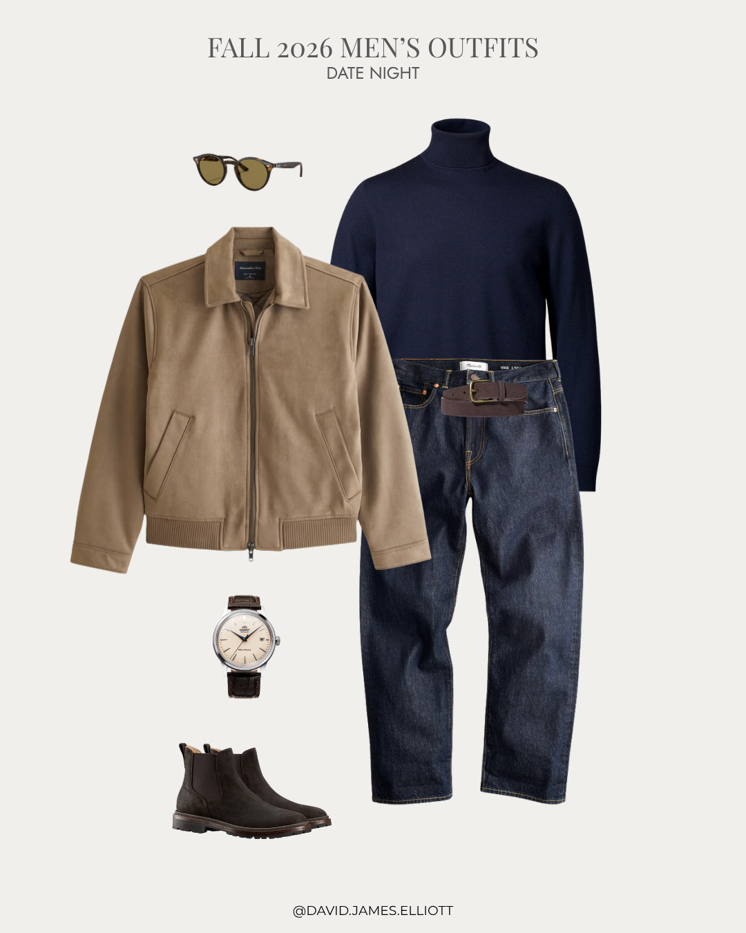Date night outfit for men with boots and a turtleneck navy and camel.  

 #LTKMens