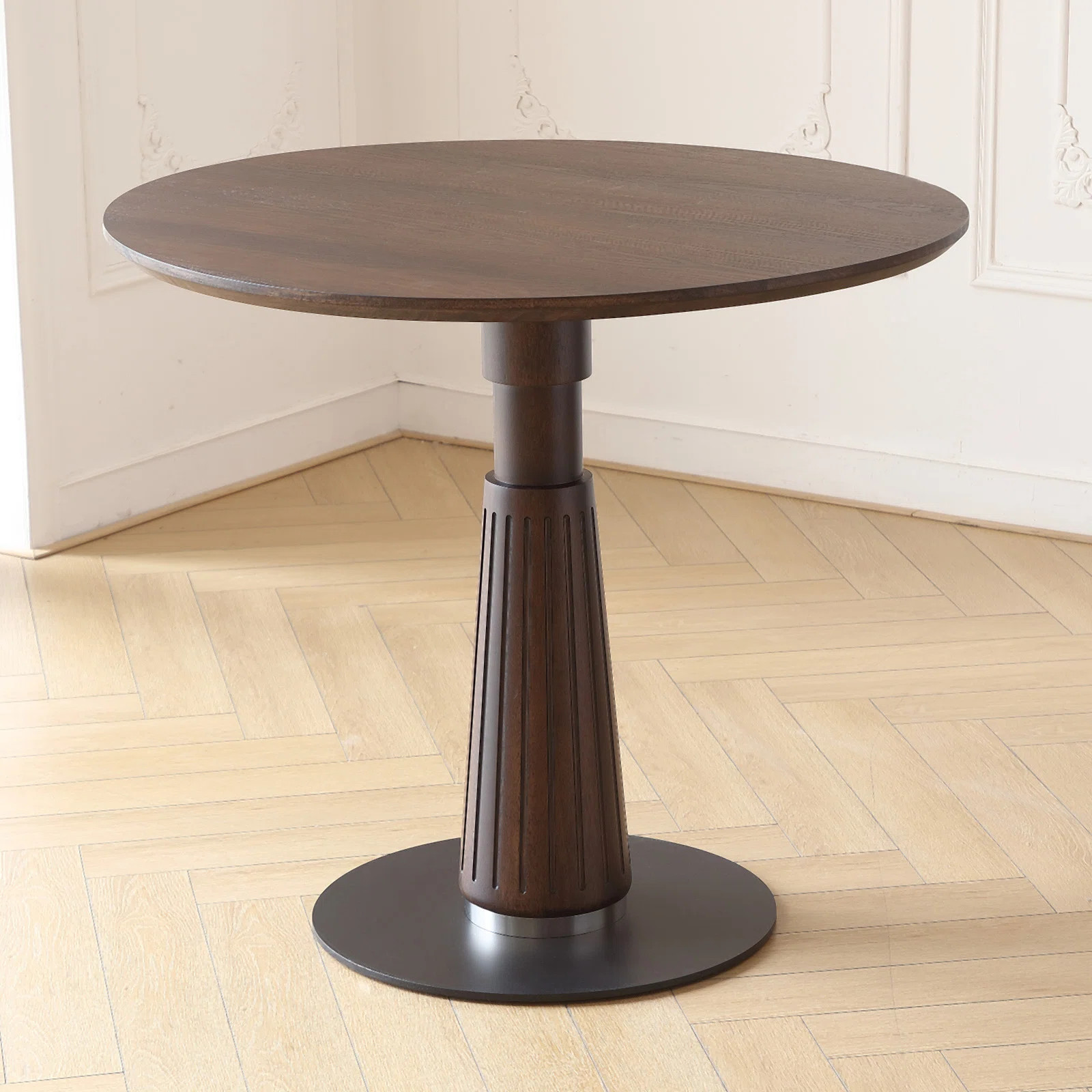 Round Dining Table, Modern Full Solid Wood Cafe Table for 2 to 4, Pedestal Circle Office Table, Fluted Dining Table for Office, Leisure, Cafe, Kitchen | Wayfair North America