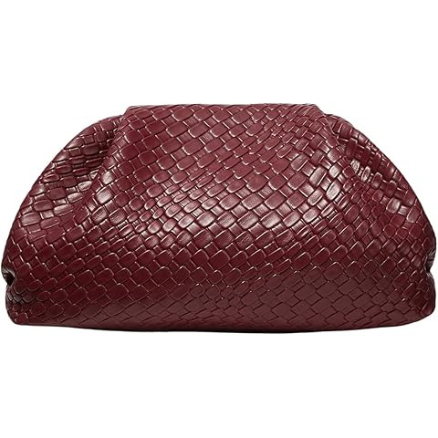 Oversized Dumpling Clutch, PU Leather Woven Handbag for Women, Magnetic Closure Evening Clutch Pu... | Amazon (US)