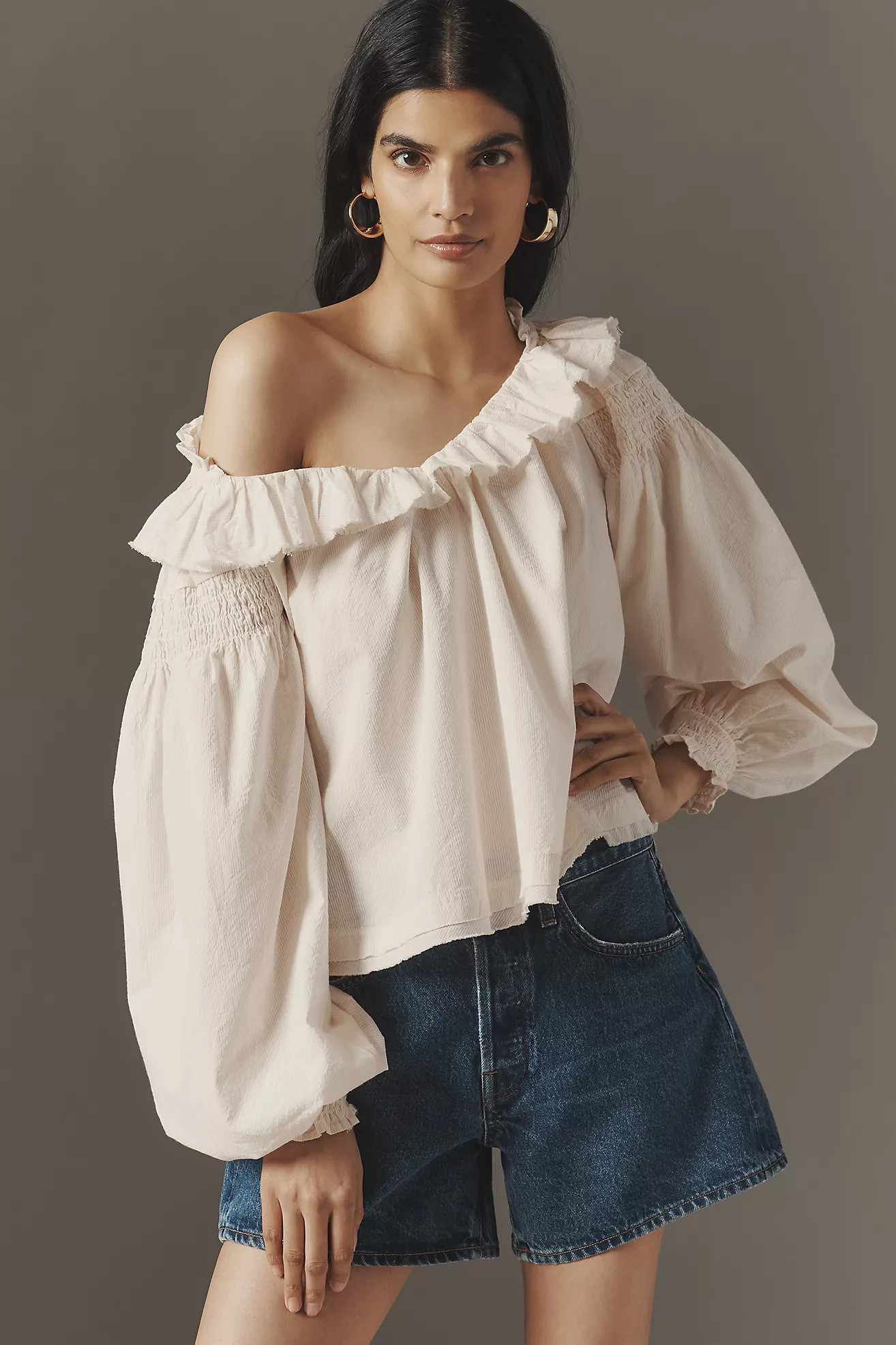 By Anthropologie Ruffled V-Neck Blouse | Anthropologie (US)