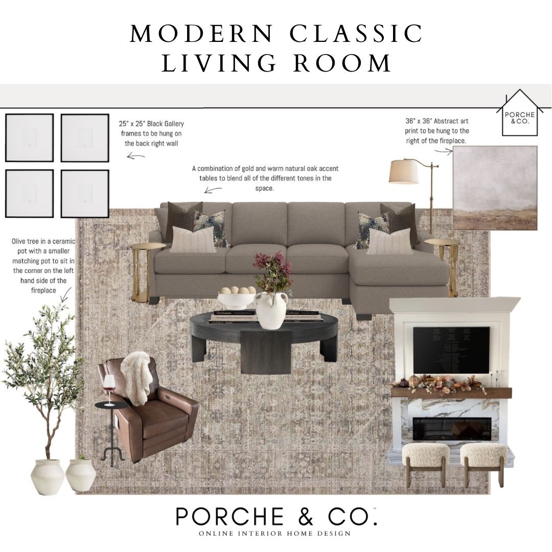 A cozy yet elevated Modern Classic Living Room 🤎✨

Layered textures, warm oak tones, and soft neutrals blend beautifully for a timeless space that feels both refined and inviting. Living Room Online Interior Design from Porche & Co.

Do you want to bring our dreamy Modern Classic style interior design into your own home? 🏡 You’re in luck! Reserve our Online Interior Design packages today -> https://porcheandco.com/edesign￼ ✨ We can’t wait to work with you & design your home with #porcheandco

#porcheandco #visionboard #moodboard #interiordesign #virtualdesign #modernclassic #livingroomdesign #onlinedecor #homestyling #timelessinteriors



#LTKBeauty #LTKHome #LTKStyleTip