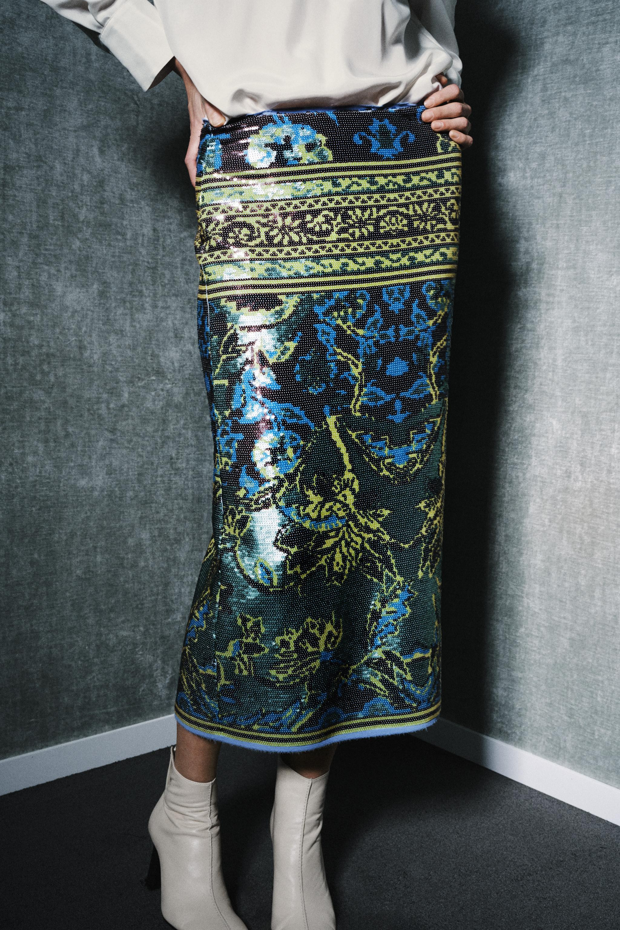 ZW COLLECTION LIMITED EDITION SEQUIN MIDI SKIRT | Zara US