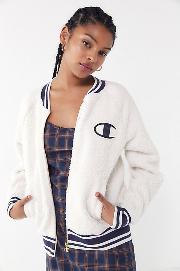 Champion Sherpa Zip-Up Jacket - White XS at Urban Outfitters | Urban Outfitters (US and RoW)