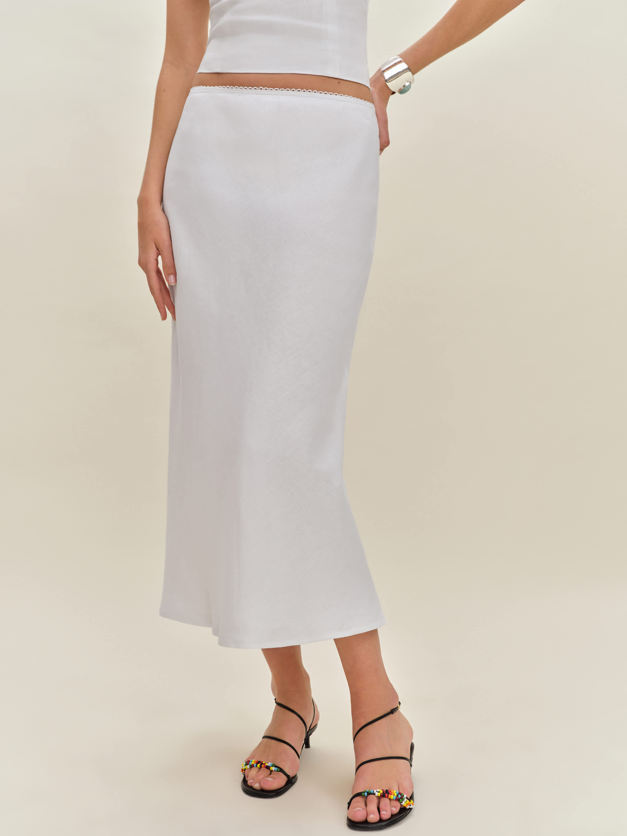 Reformation Layla Linen Skirt Ivory Small | Reformation (Global)