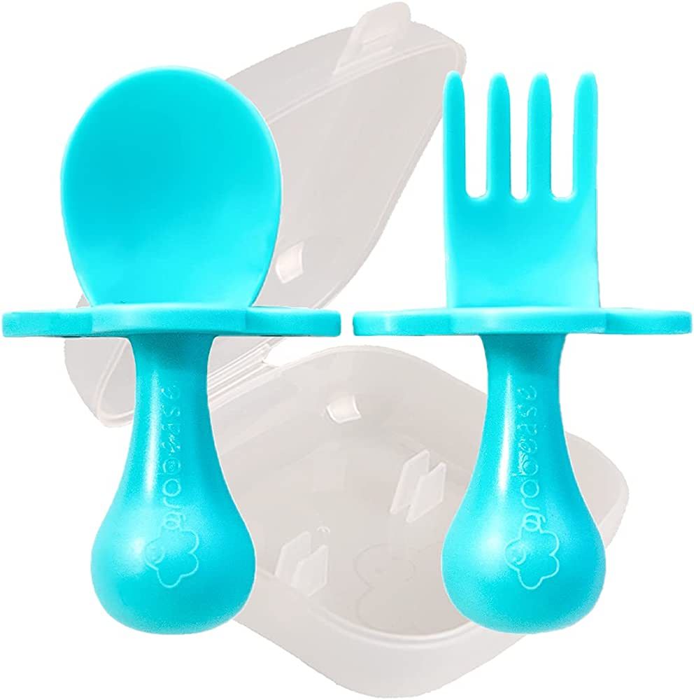 Grabease Baby and Toddler Self-Feeding Utensils – Spoon and Fork Set for Baby-Led Weaning – M... | Amazon (US)