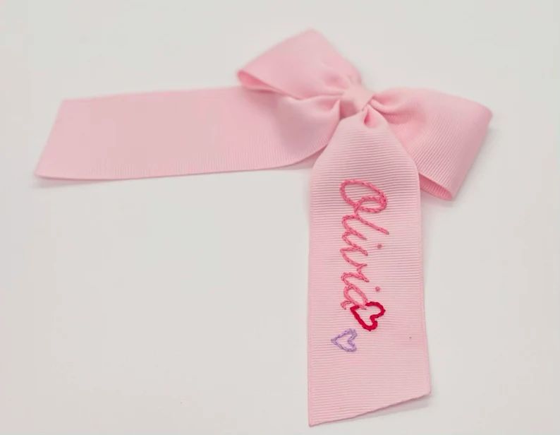 Valentine's Name Hand-embroidered Bow | Etsy | Etsy (US)